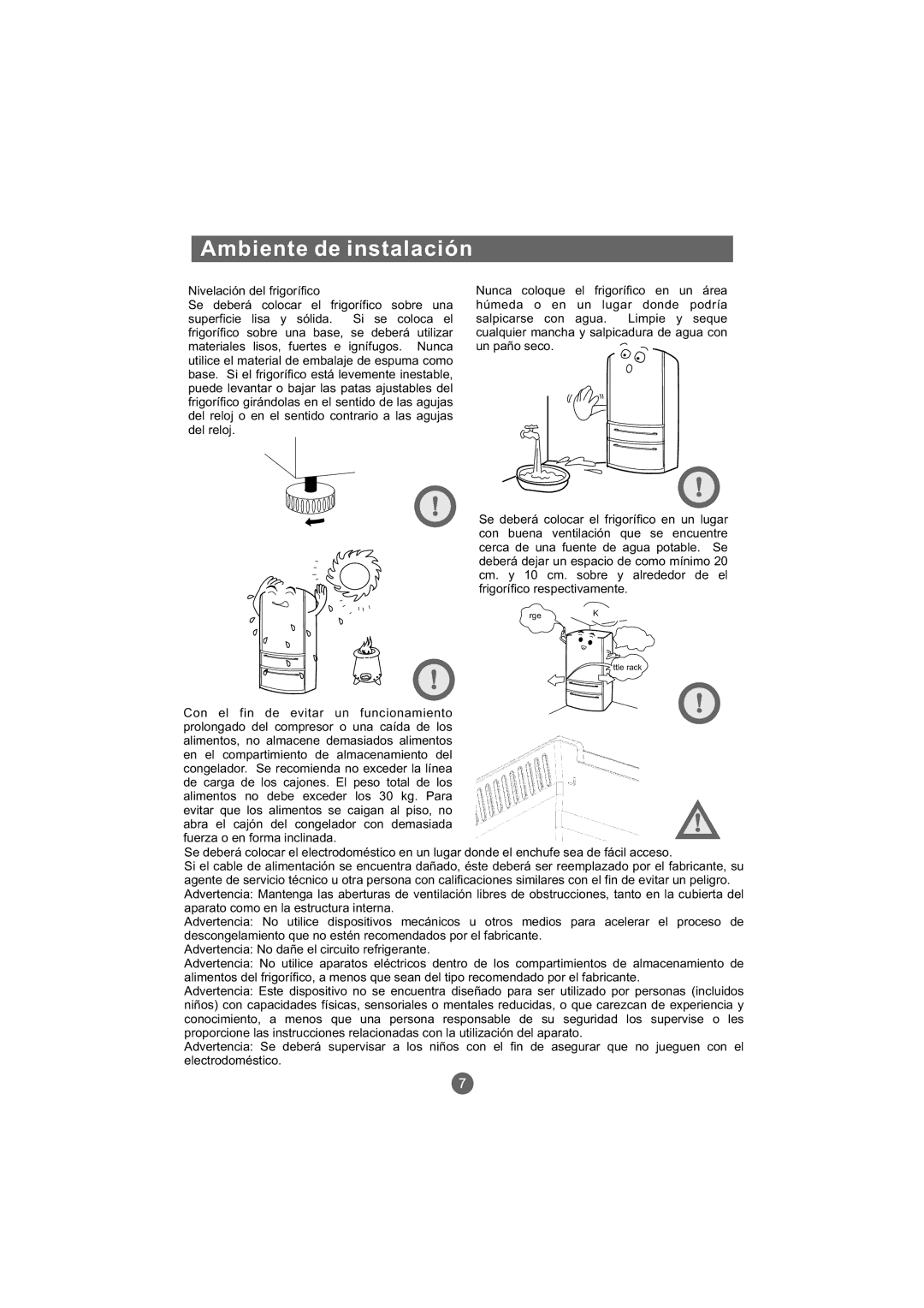 Haier AFD631CB, AFT630IX, AFD630IX, AFL631CB, AFD631CS, CFE533CW, AFL631CS, AFD631CX, AFD630IS, CFE533AW Ambiente de instalación 