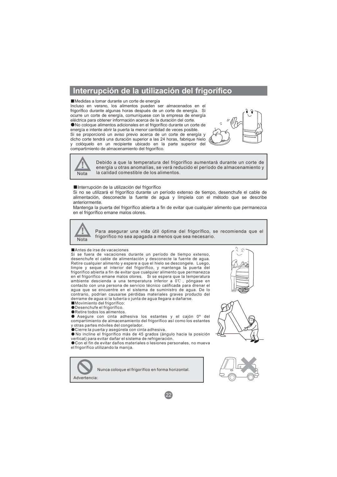 Haier CFE533CW, AFT630IX, AFD631CB, AFD630IX, AFL631CB, AFD631CS, AFL631CS manual Interrupción de la utilización del frigorífico 