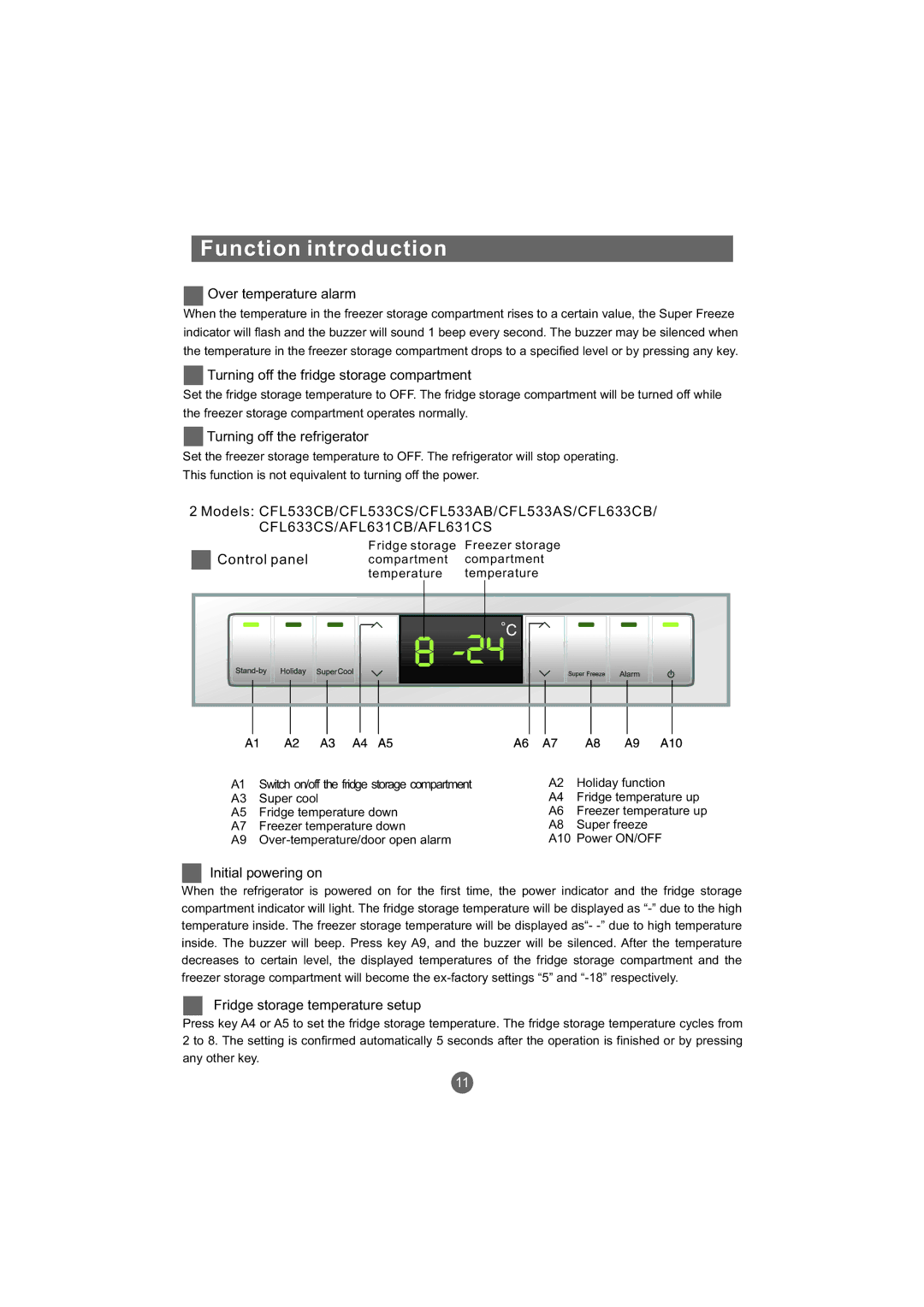 Haier AFL631CB, AFT630IX Over temperature alarm, Turning off the fridge storage compartment, Turning off the refrigerator 