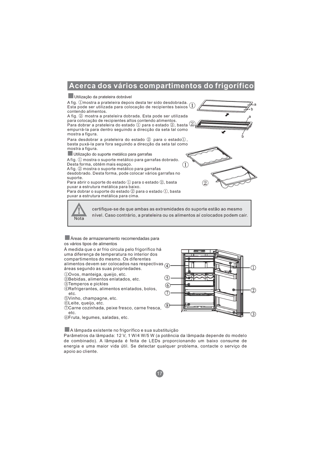 Haier AFD631CS, AFT630IX, AFD631CB, AFD630IX, AFL631CB, CFE533CW, AFL631CS manual Acerca dos vários compartimentos do frigorífico 