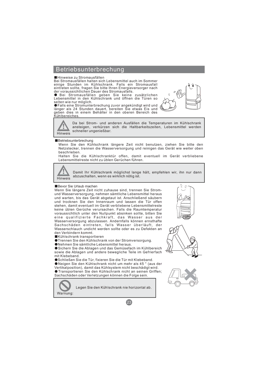 Haier AFD630IB, AFT630IX, AFD631CB, AFD630IX, AFL631CB, AFD631CS, CFE533CW, AFL631CS, AFD631CX, AFD630IS Betriebsunterbrechung 