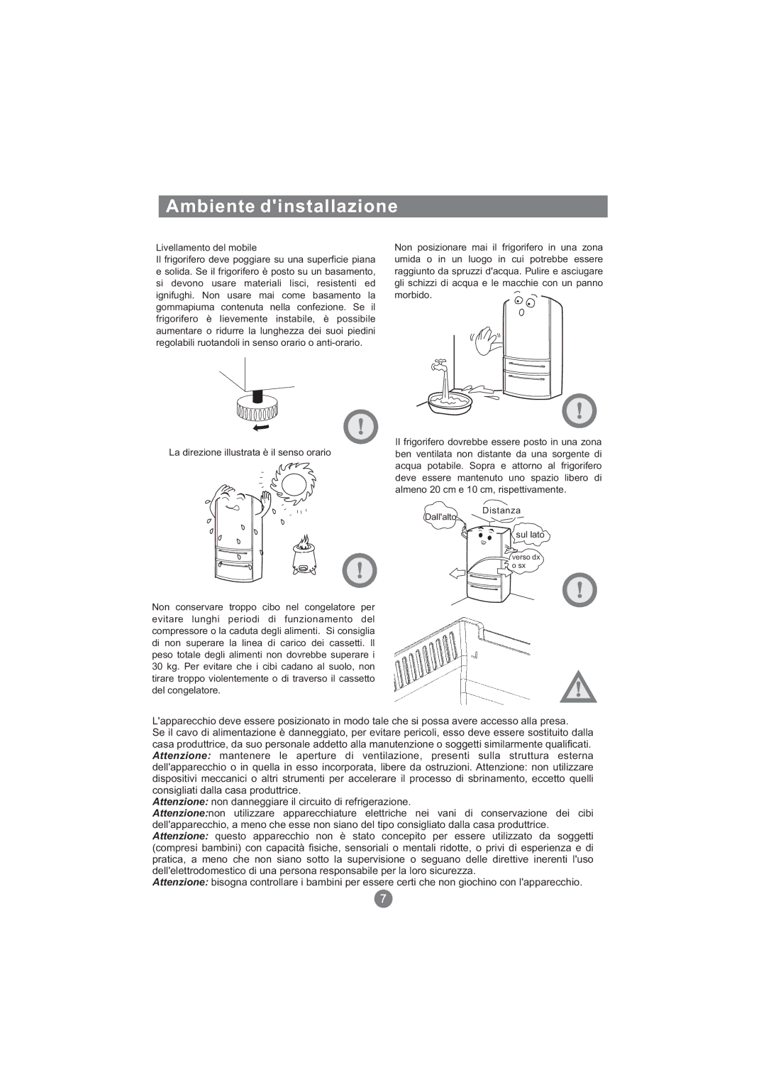 Haier AFL631CS, AFT630IX, AFD631CB, AFD630IX, AFL631CB, AFD631CS, CFE533CW Ambiente dinstallazione, Livellamento del mobile 