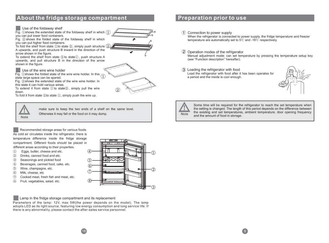 Haier AFD631CB, AFT630IX, CFL633CB, CFL633CS, CFE633CW, AFD630IX, AFL631CB, AFD631CS manual About the fridge storage compartment 