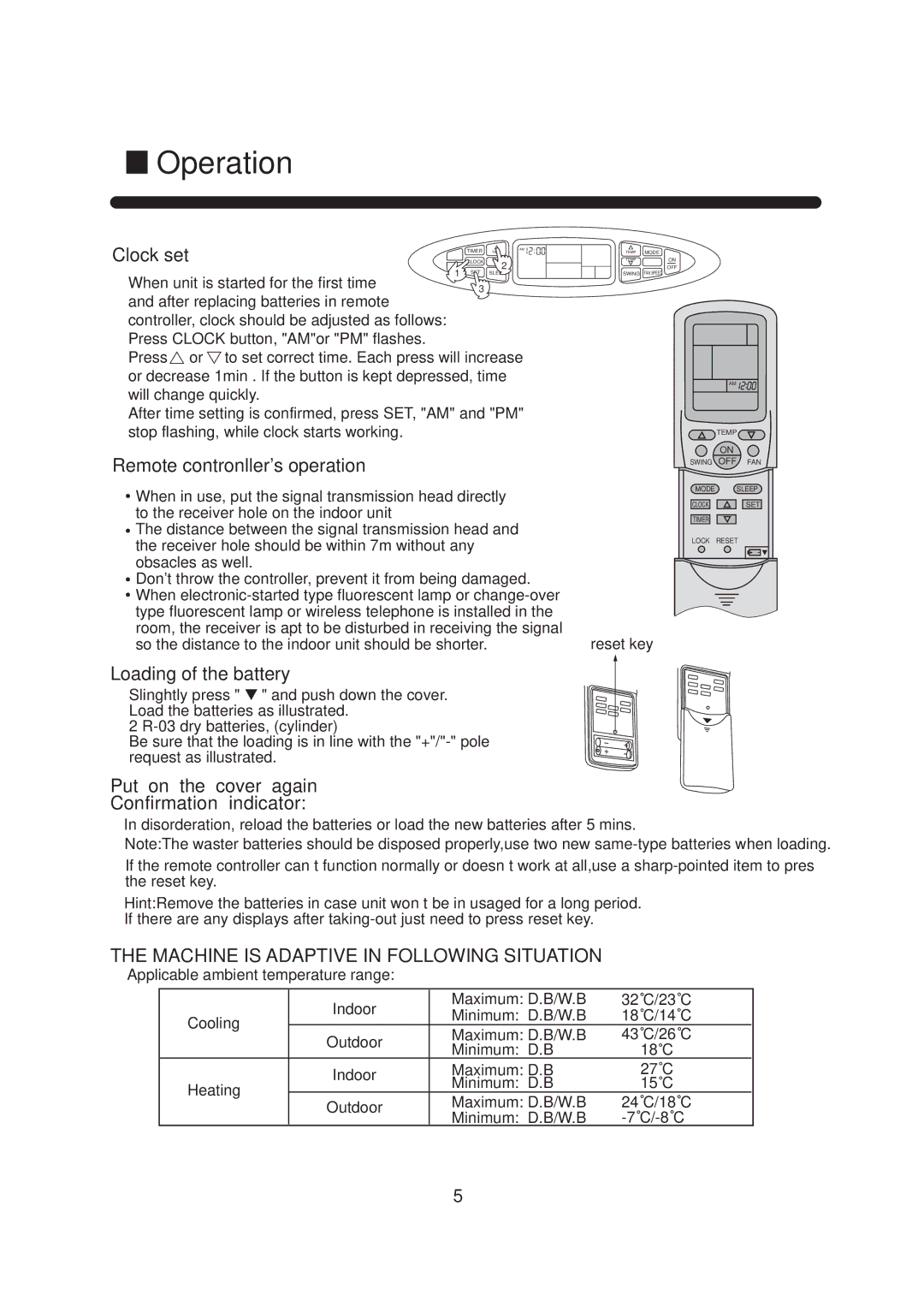 Haier AP42NACAAA, AP42NACMAA, HPU-44H03, HPU-42C03, AU42NAIAAA Operation, Machine is Adaptive in Following Situation 