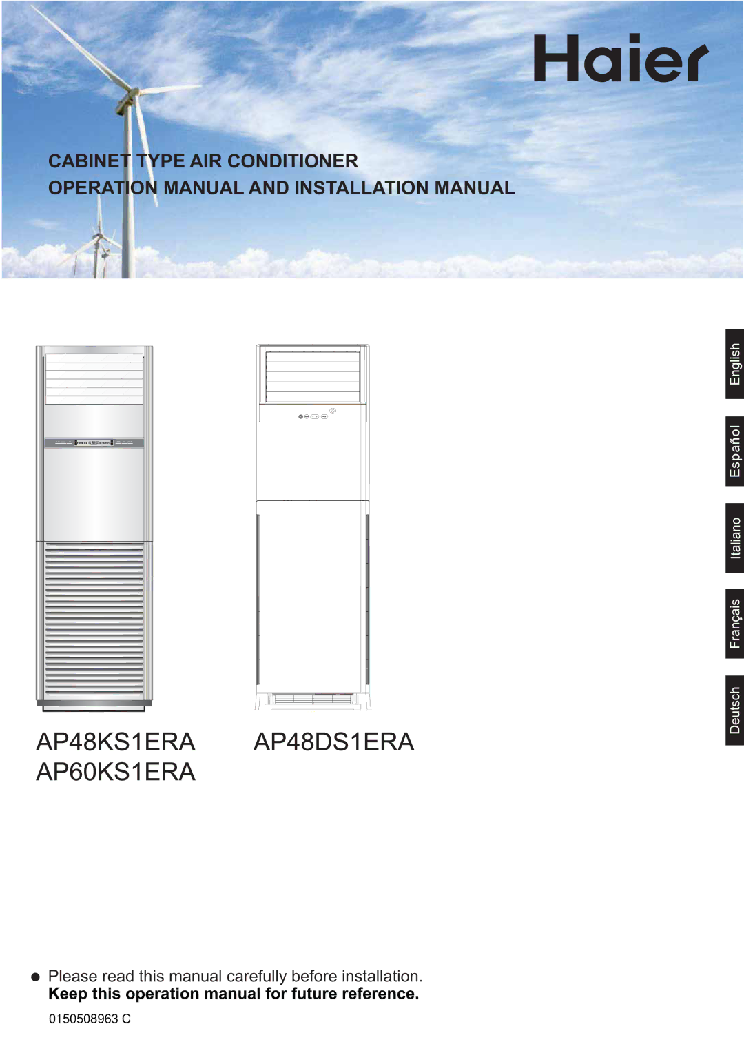 Haier AP48DS1ERA, AP48KS1ERA, AP60KS1ERA operation manual Cabinet Type AIR Conditioner 