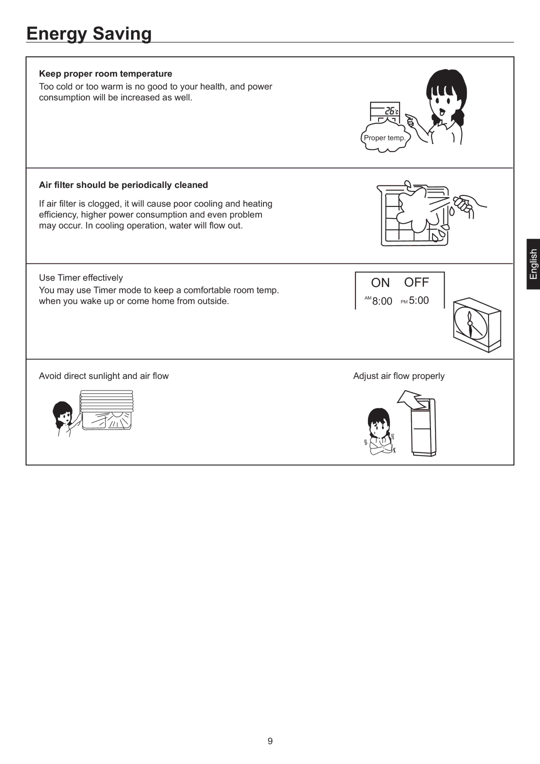 Haier AP60KS1ERA, AP48KS1ERA, AP48DS1ERA Keep proper room temperature, Air filter should be periodically cleaned 