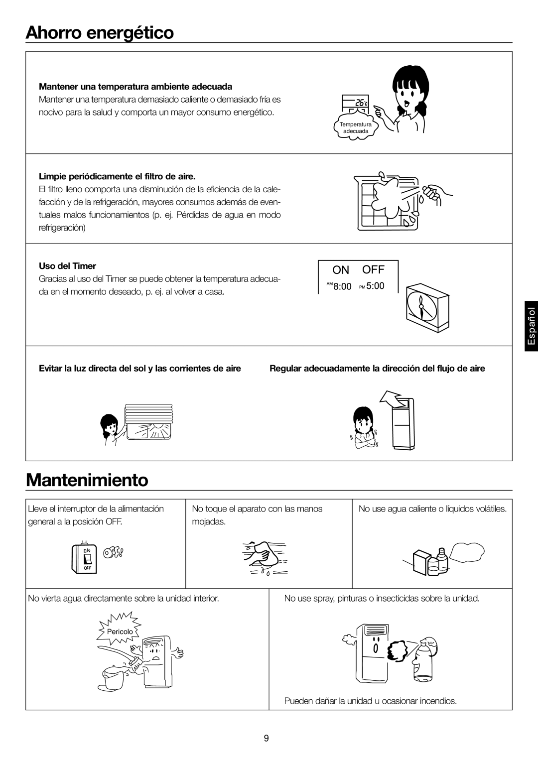 Haier AP48DS1ERA, AP48KS1ERA, AP60KS1ERA operation manual Ahorro energético, Mantenimiento 