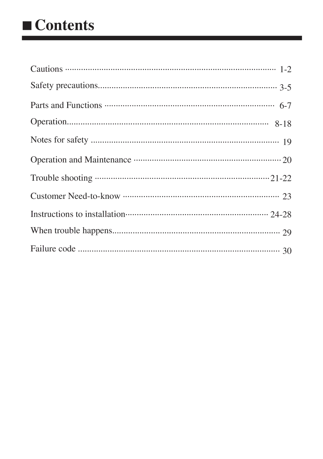 Haier AS092XHERA, AS122XHERA, AS072XHERA installation manual Contents 