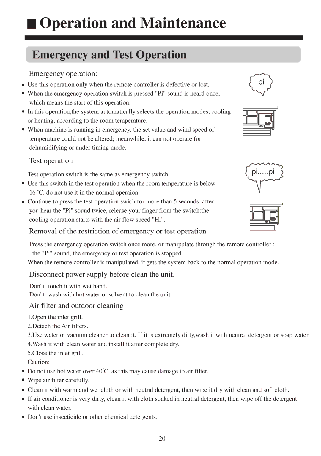 Haier AS072XHERA, AS122XHERA, AS092XHERA installation manual Operation and Maintenance 