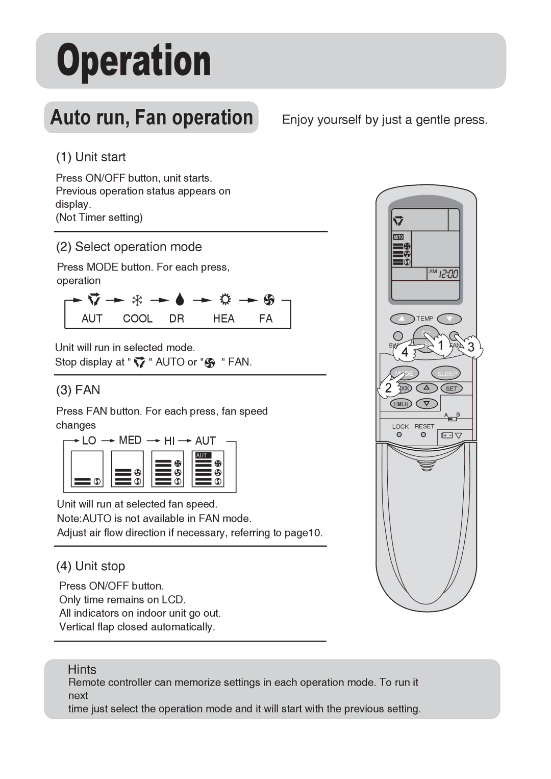 Haier AU182AFNBA, AU072ABNAA, AU072ABBAA, AS072AZBDA, AS182ATNDA, AS072AZNDA, AS162ATNCA, HSU-07CW03/R1, HSU-07HW03/R1 Operation 