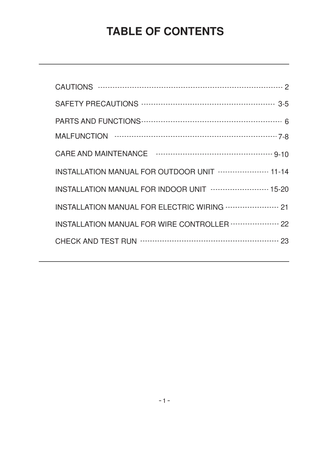 Haier AD122AMBHA, AU092AABHA, AU122AABHA, AD092AMBHA, HDU-09HA03/M(R1)(B), HDU-12HA03/M(R1)(B) Table of Contents 