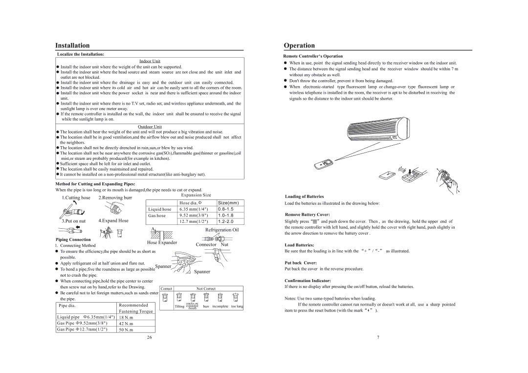 Haier AS102AMARA Operation, Cutting hose Removing burr, Put on nut Expand Hose, Refrigeration Oil Connector Nut Spanner 