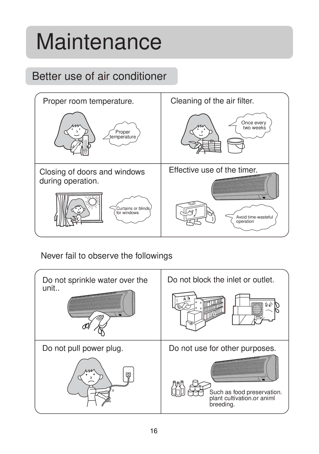 Haier AS162ATNBA, AU122ABNCA, AU092ABNCA, AU072ABNCA, AS222AJNBA, AS182ASNBA, AS072AZNBA Better use of air conditioner 