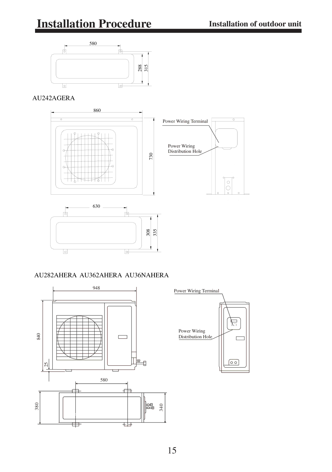 Haier AU362AHERA, AU182AFERA, AU36NAHERA, AU282AHERA installation instructions AU242AGERA 