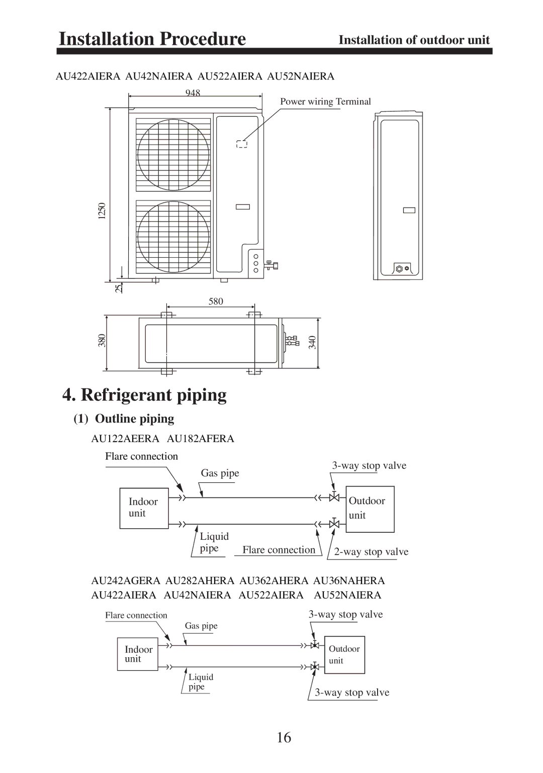 Haier AU242AGERA, AU182AFERA, AU36NAHERA, AU362AHERA, AU282AHERA installation instructions Refrigerant piping 