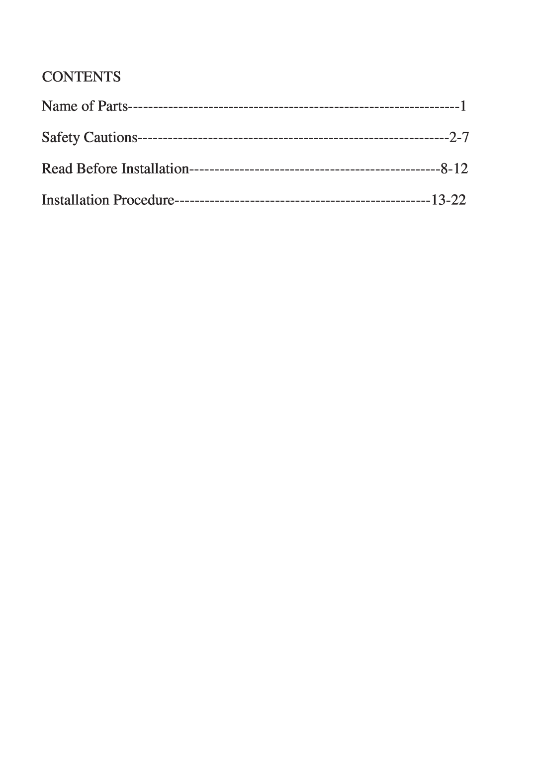 Haier AU362AHERA, AU182AFERA Contents, Read Before Installation, 8-12, Installation Procedure, 13-22, Safety Cautions 