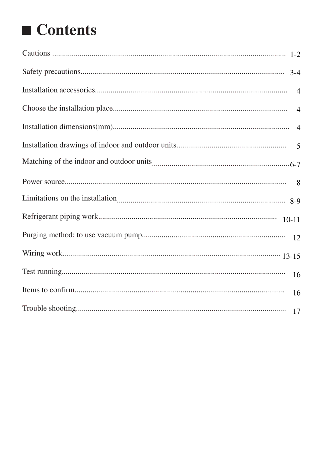 Haier AU282XHERA, AU342XHERA installation manual Contents 