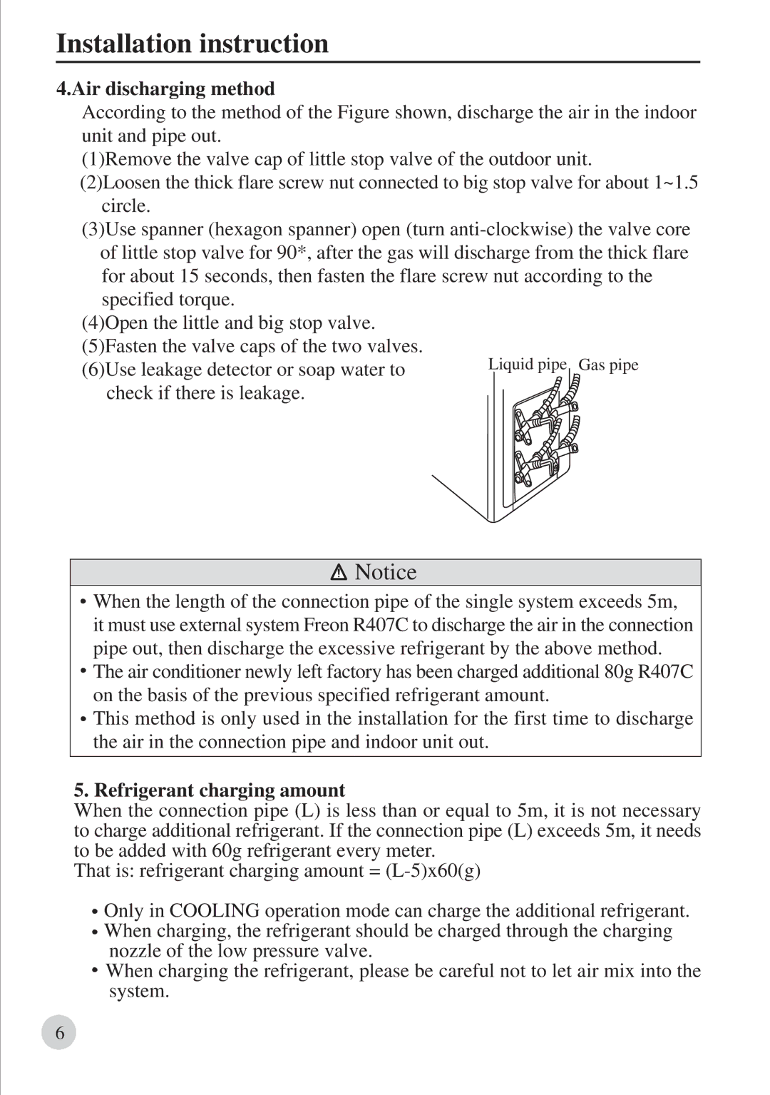 Haier AU422BIBAA, 0010571564 operation manual Air discharging method, Refrigerant charging amount 