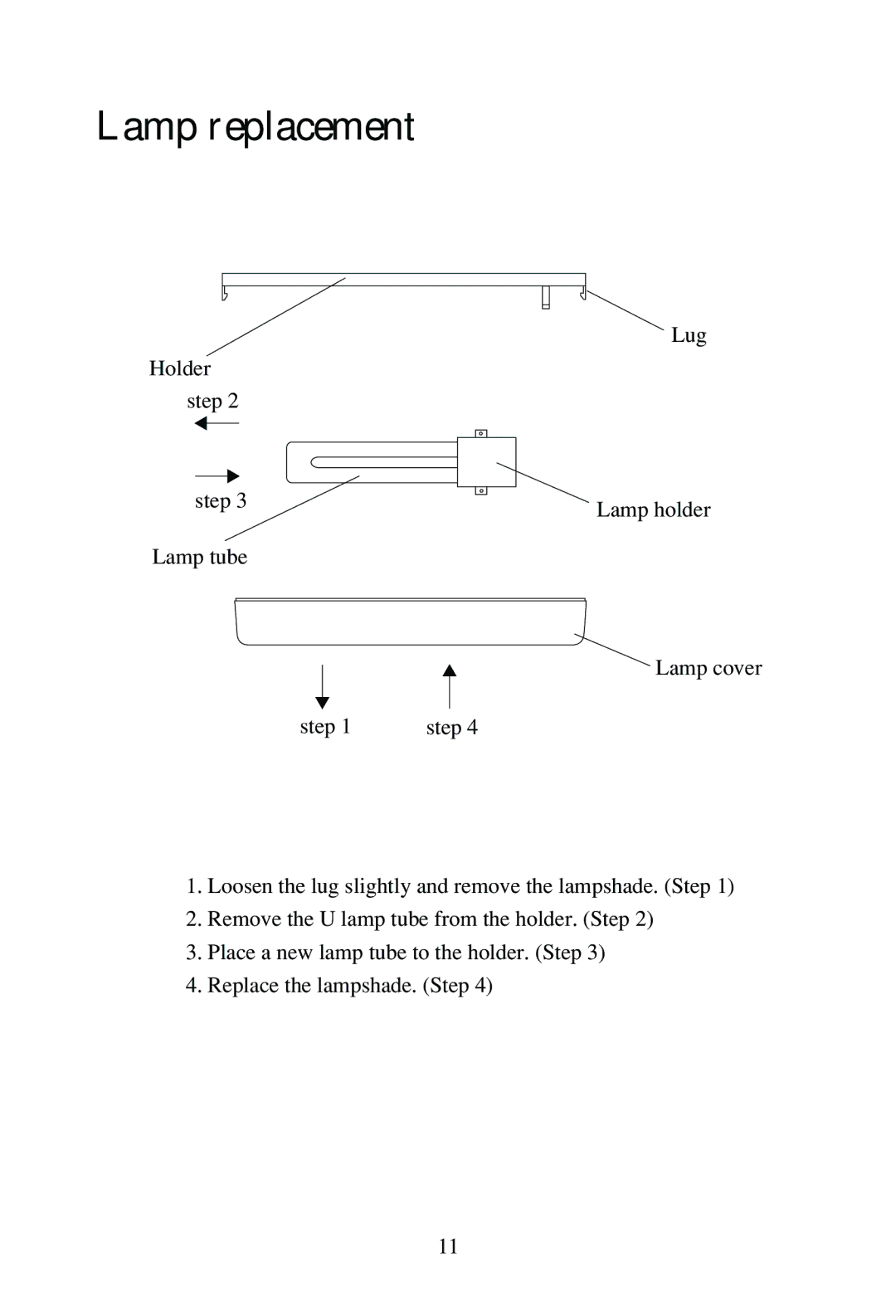 Haier BC-110E, BC-80E user manual Lamp replacement 