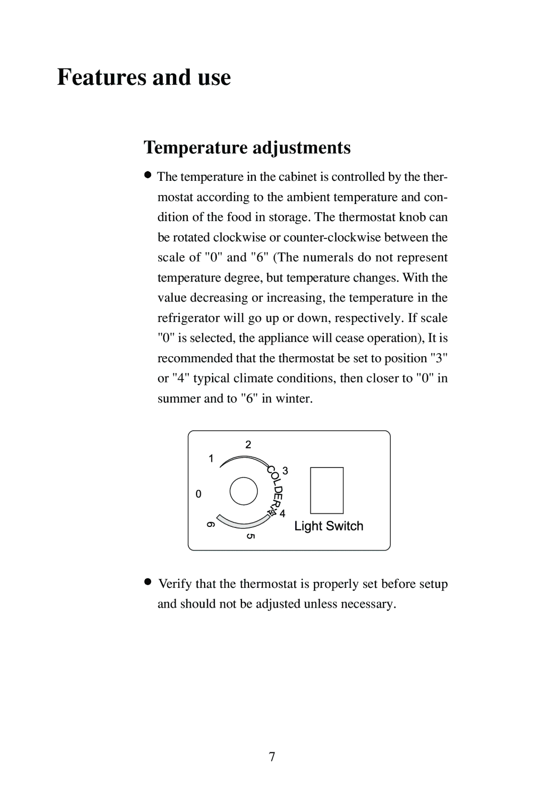 Haier BC-110E, BC-80E user manual Features and use, Temperature adjustments 