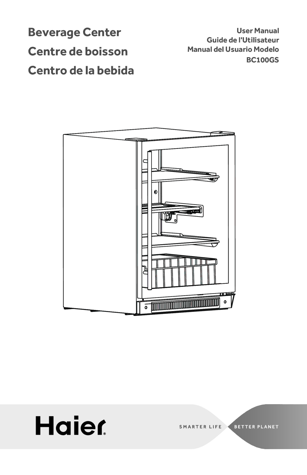 Haier BC100GS manual Beverage Center Centre de boisson Centro de la bebida 