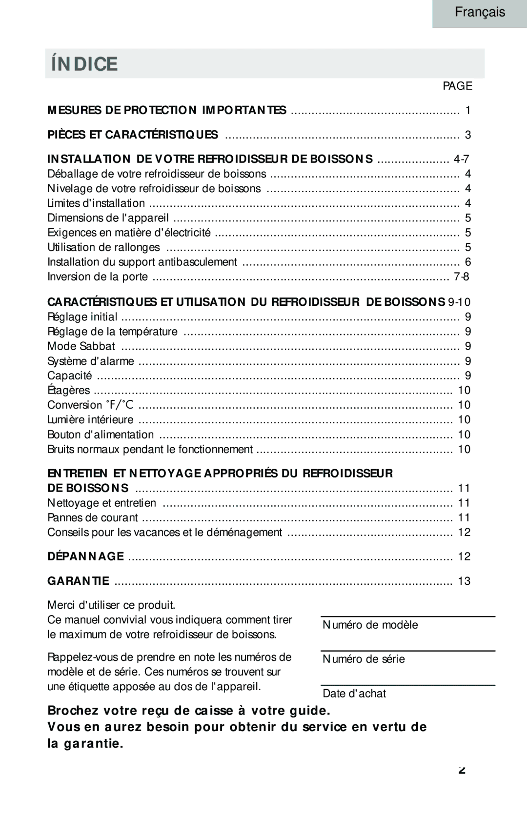 Haier BC100GS manual Índice 