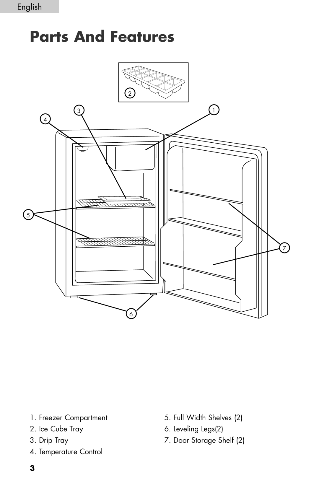 Haier BCF27B manual Parts And Features 