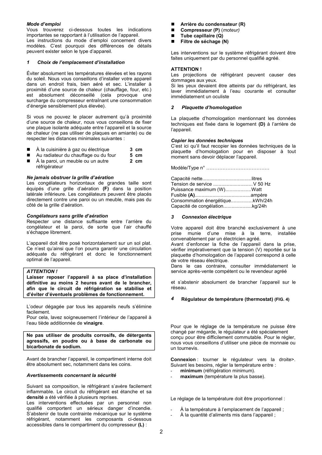 Haier BD-143GAA KX manual Mode d’emploi, Choix de l’emplacement d’installation, Ne jamais obstruer la grille d’aération 