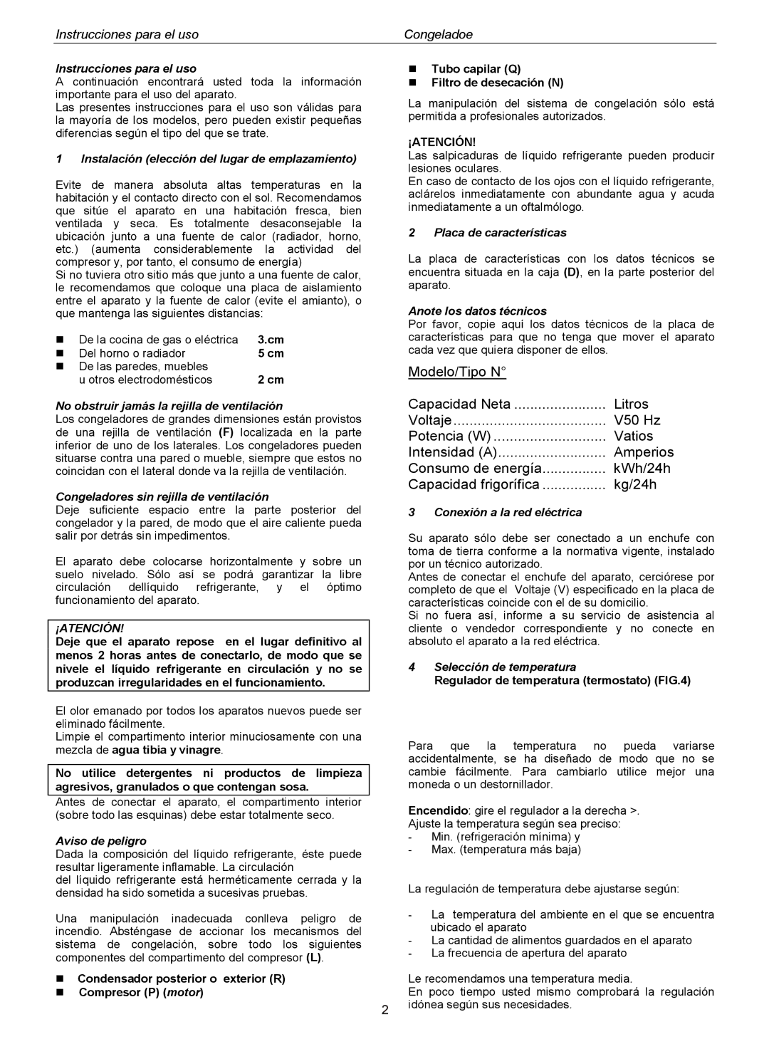 Haier BD-205G, BD-267G, CF-210 Instrucciones para el uso, Instalación elección del lugar de emplazamiento, Aviso de peligro 