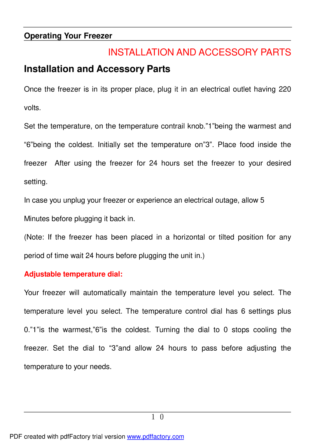 Haier BD-478A service manual Installation and Accessory Parts 