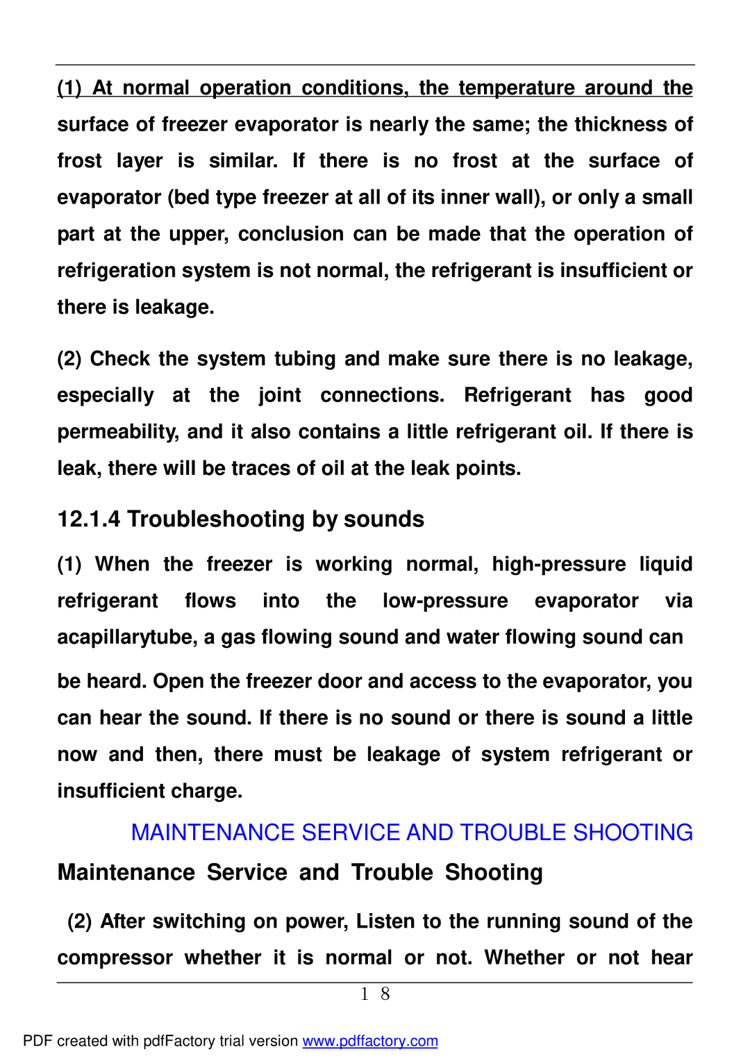 Haier BD-478A service manual Troubleshooting by sounds 