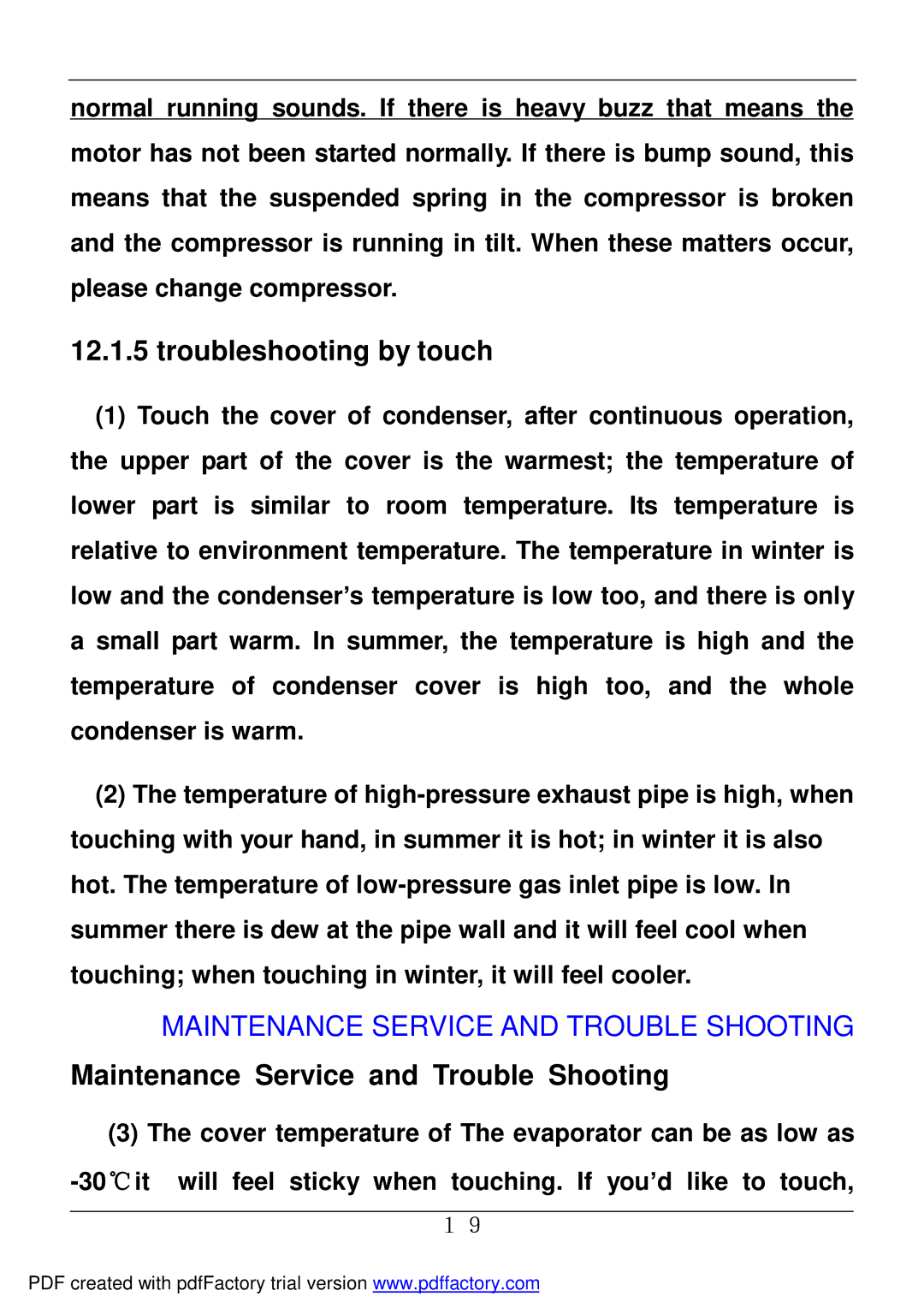 Haier BD-478A service manual Troubleshooting by touch 