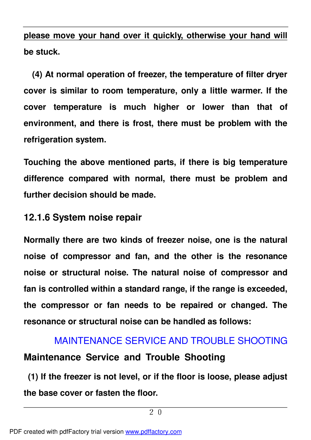 Haier BD-478A service manual System noise repair 