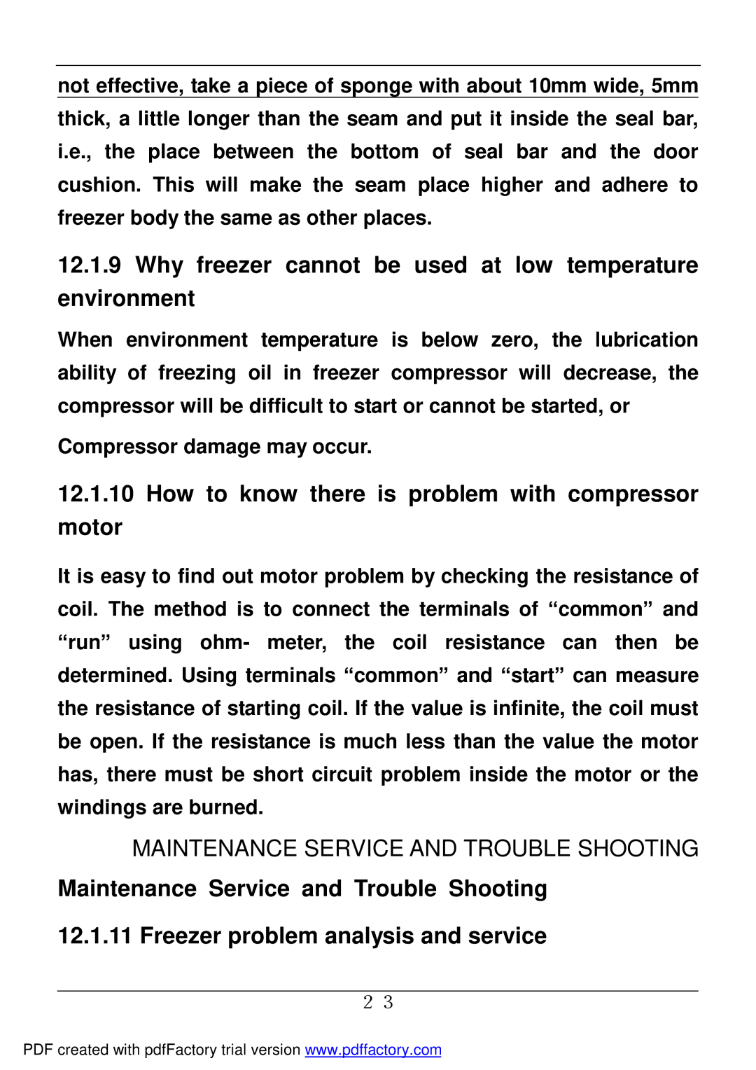 Haier BD-478A service manual Why freezer cannot be used at low temperature environment 