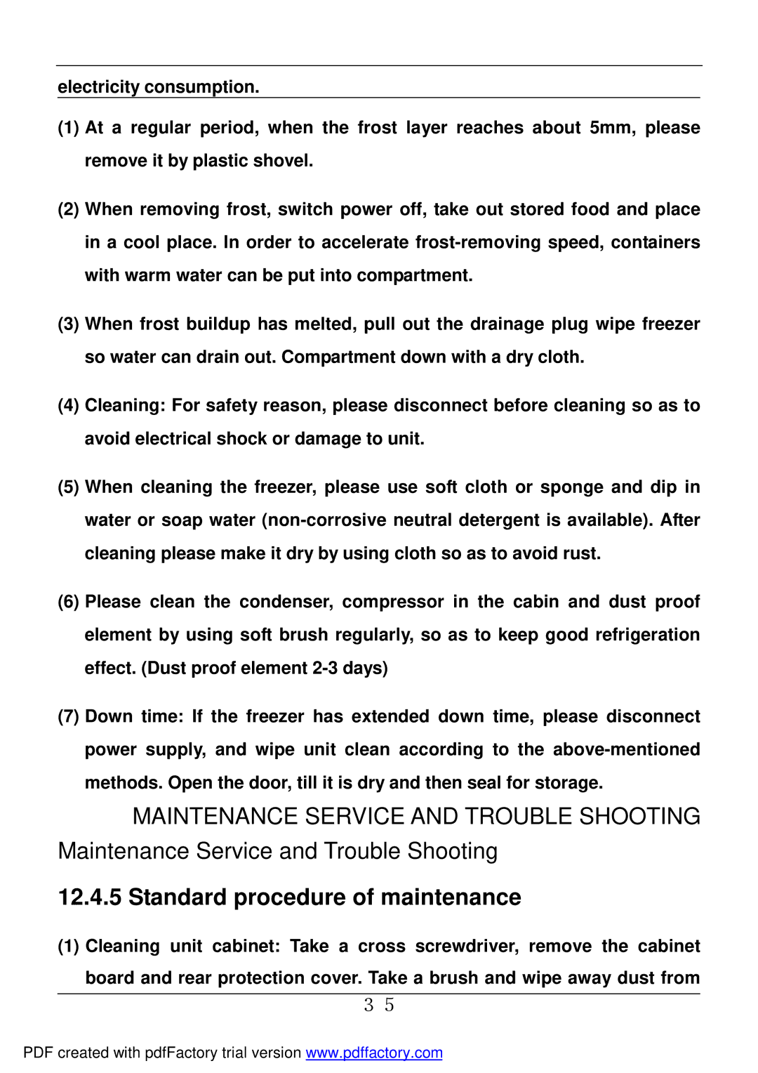 Haier BD-478A service manual Standard procedure of maintenance 