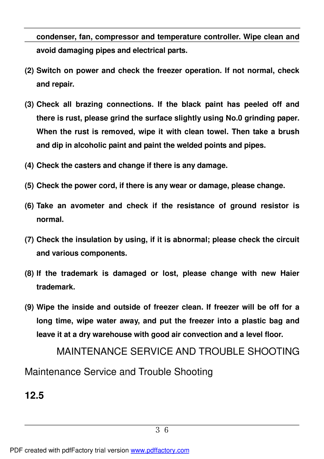 Haier BD-478A service manual 12.5 