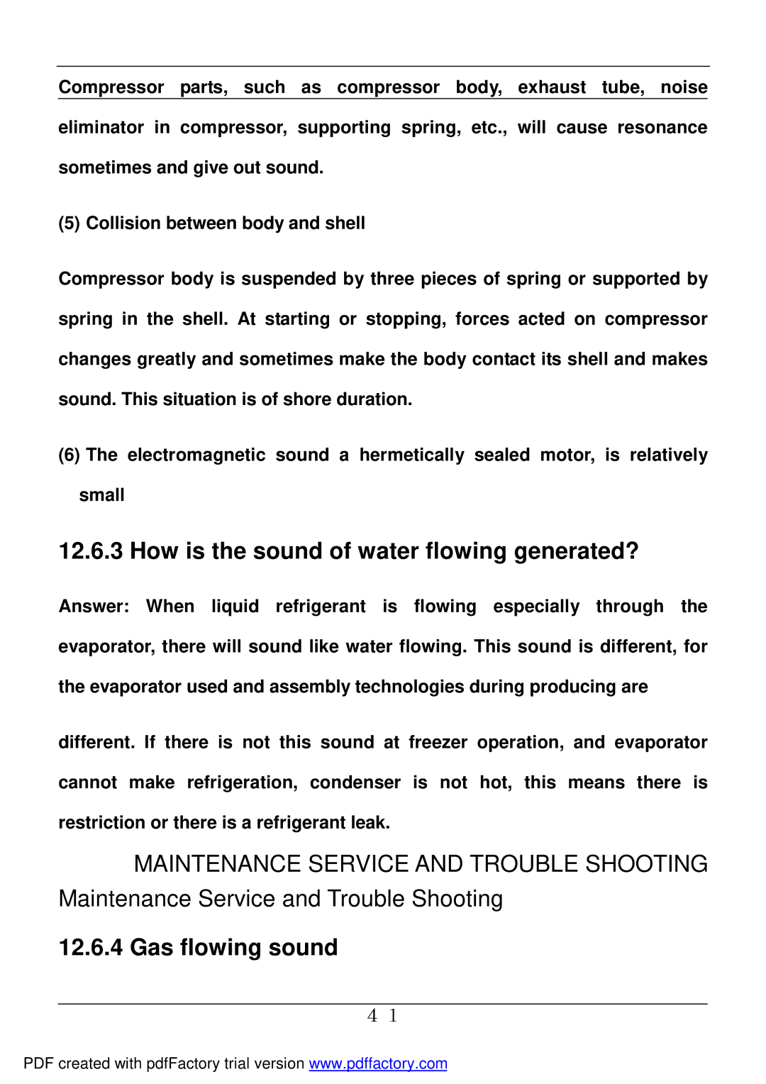 Haier BD-478A service manual How is the sound of water flowing generated?, Gas flowing sound 