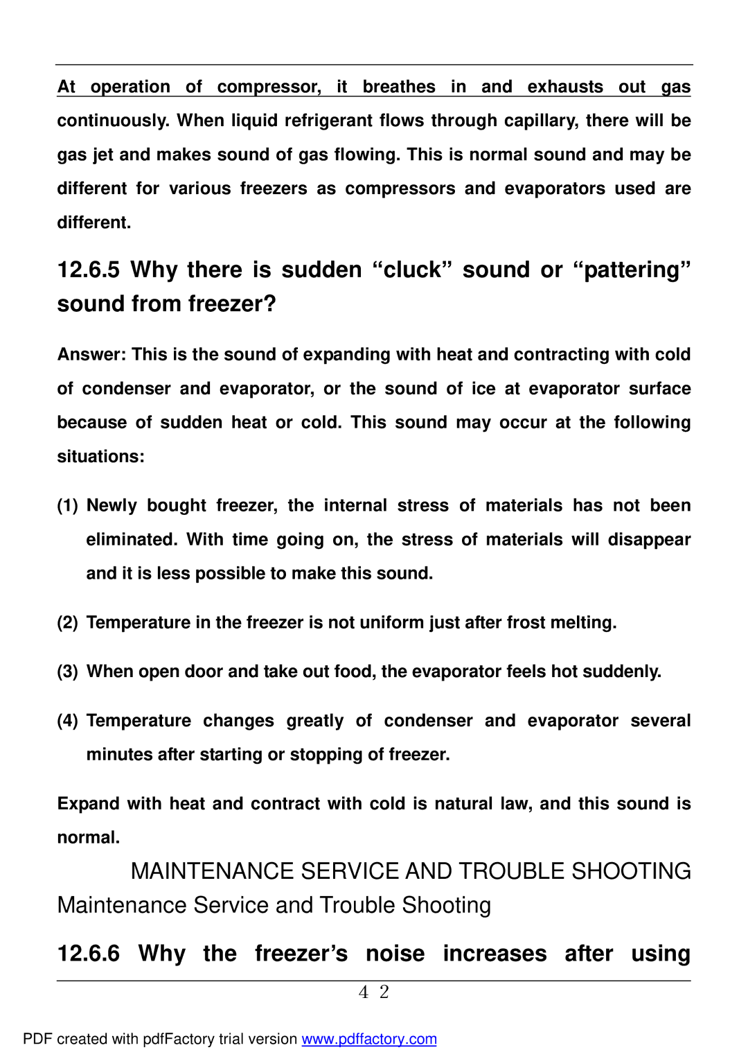 Haier BD-478A service manual Why the freezer’s noise increases after using 