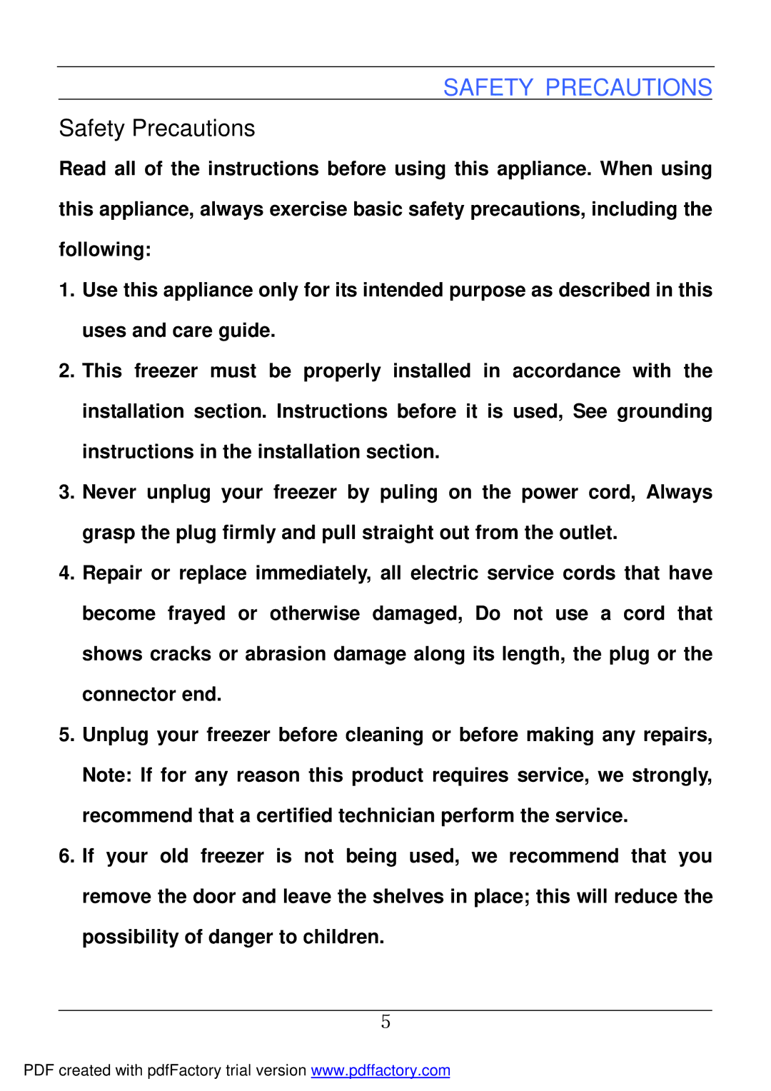 Haier BD-478A service manual Safety Precautions 