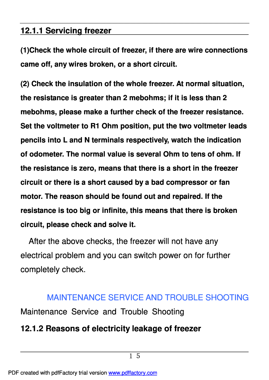 Haier BD-478A Servicing freezer, Maintenance Service And Trouble Shooting, Maintenance Service and Trouble Shooting 