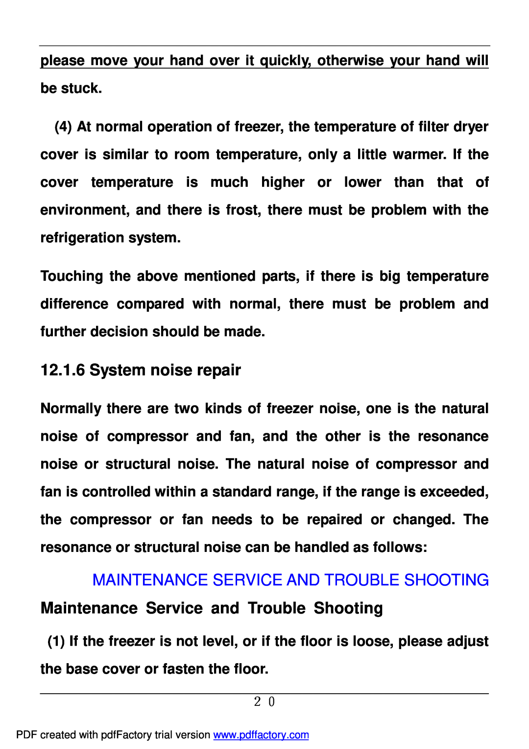 Haier BD-478A System noise repair, Maintenance Service And Trouble Shooting, Maintenance Service and Trouble Shooting 