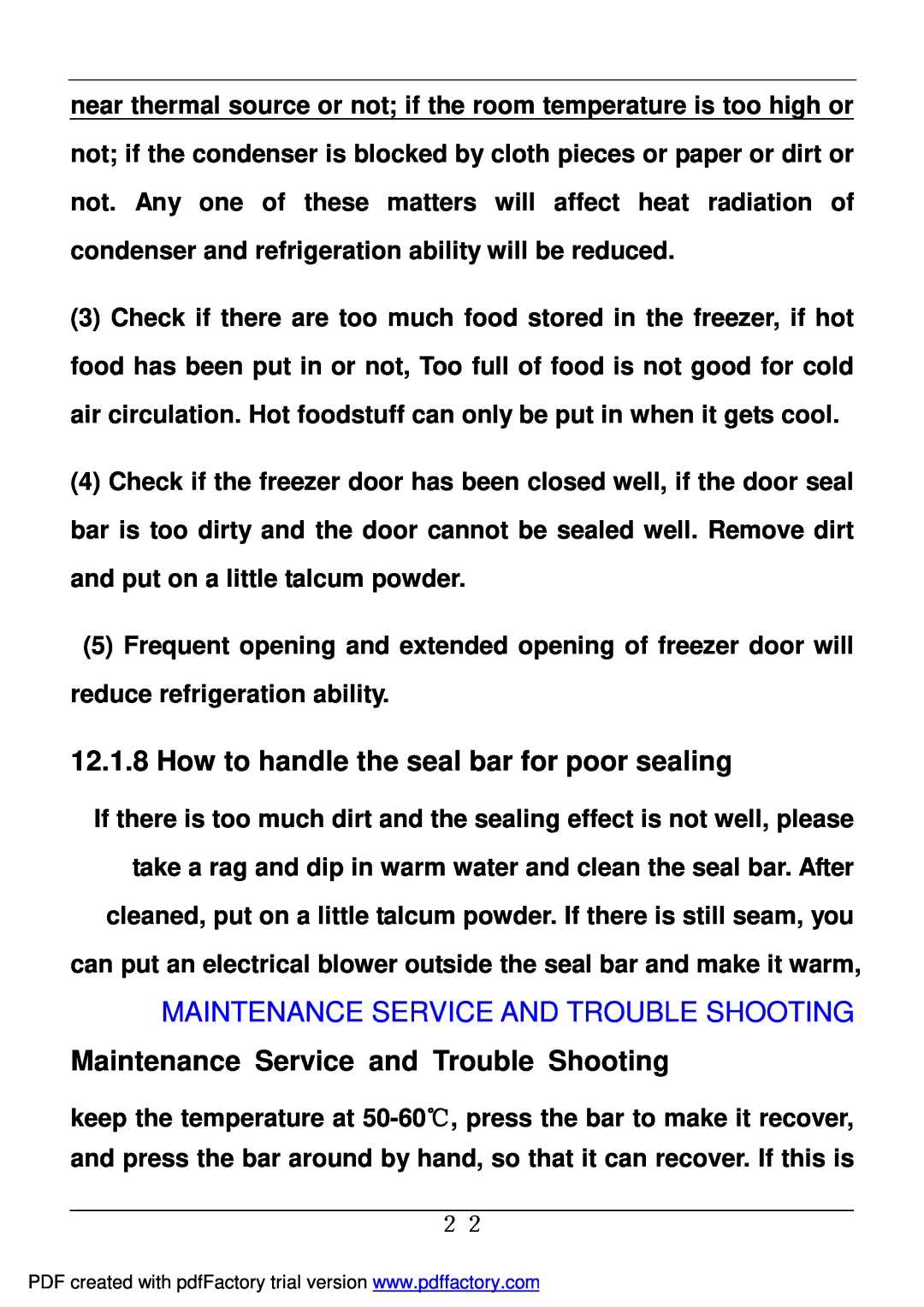 Haier BD-478A service manual How to handle the seal bar for poor sealing, Maintenance Service And Trouble Shooting 