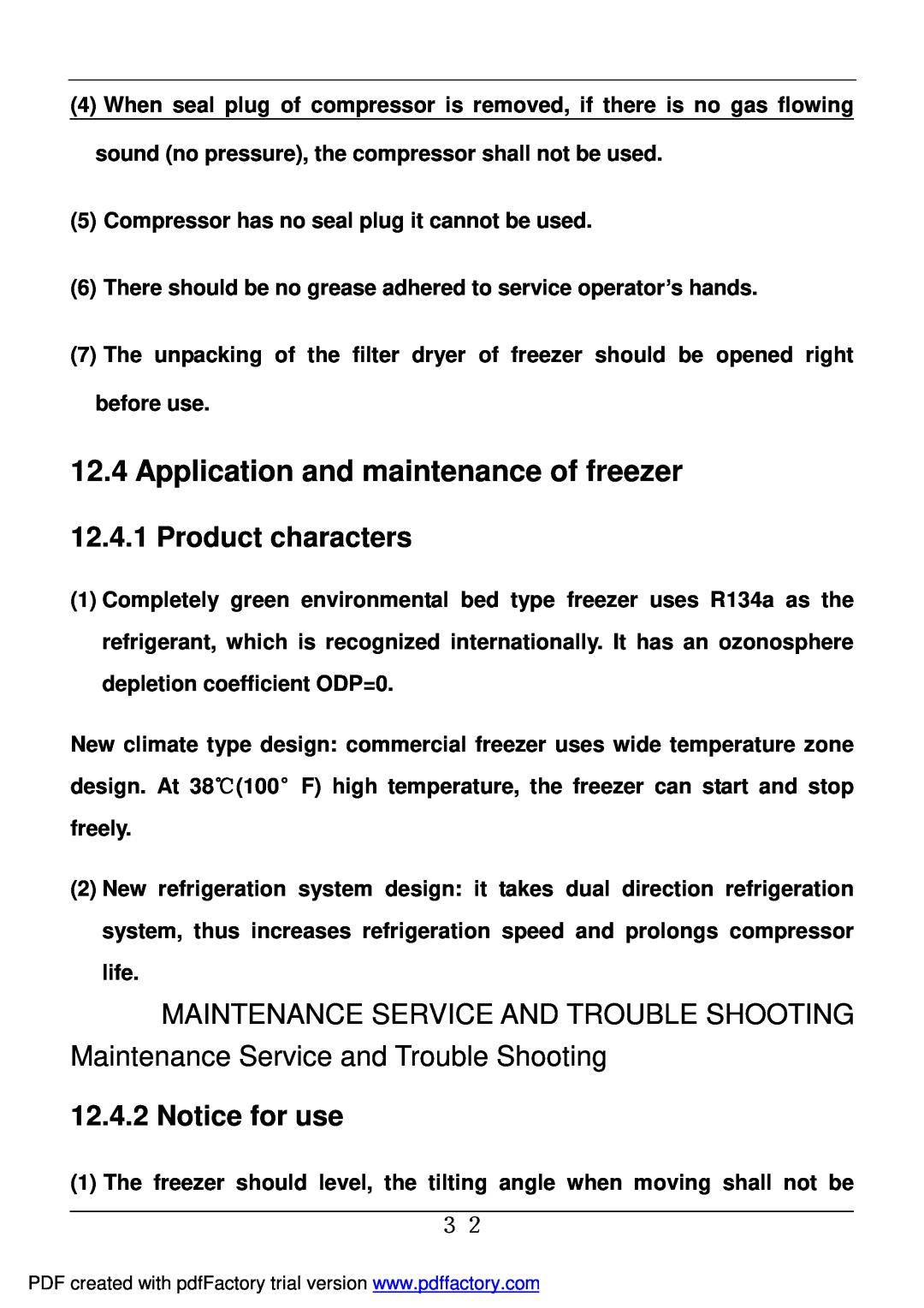 Haier BD-478A service manual Application and maintenance of freezer, Product characters, Notice for use 