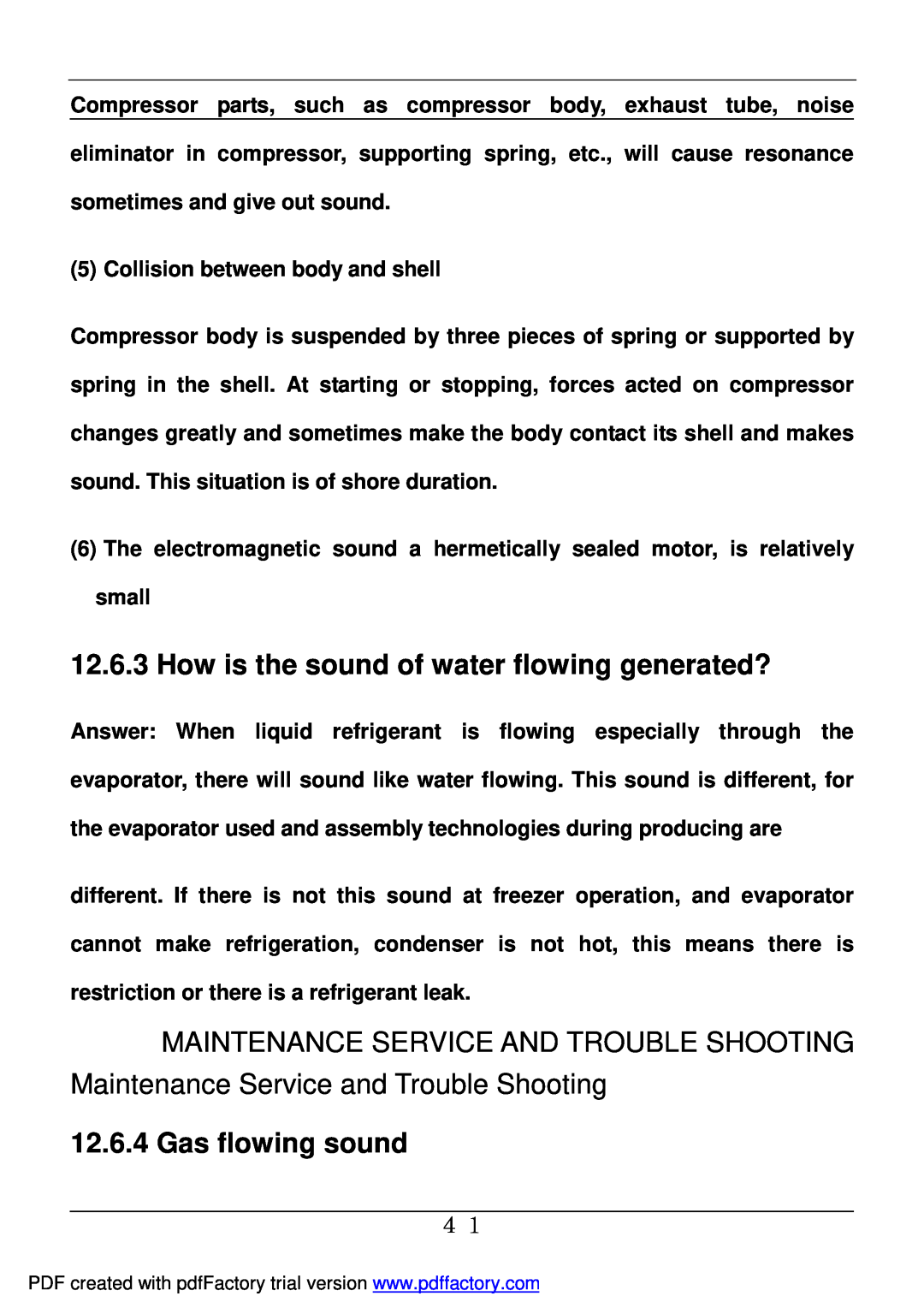Haier BD-478A service manual How is the sound of water flowing generated?, Gas flowing sound 