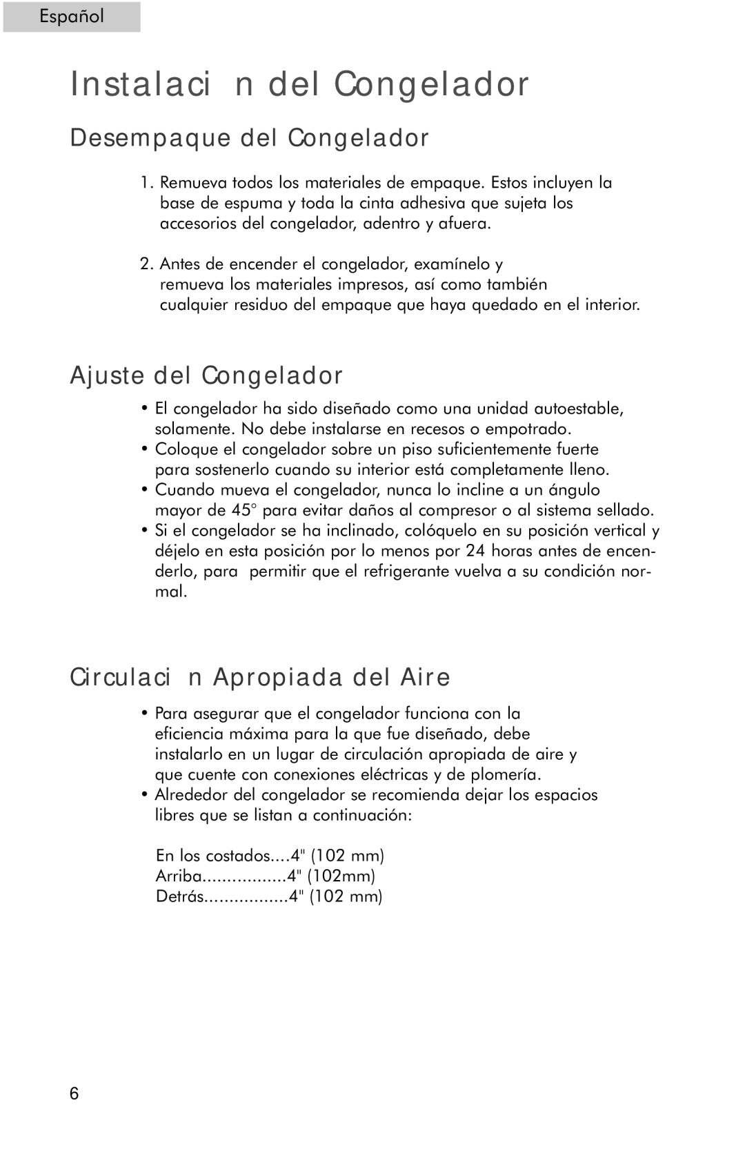 Haier HF09CM10NW, c series freezer, HF13CM10NW Instalación del Congelador, Desempaque del Congelador, Ajuste del Congelador 