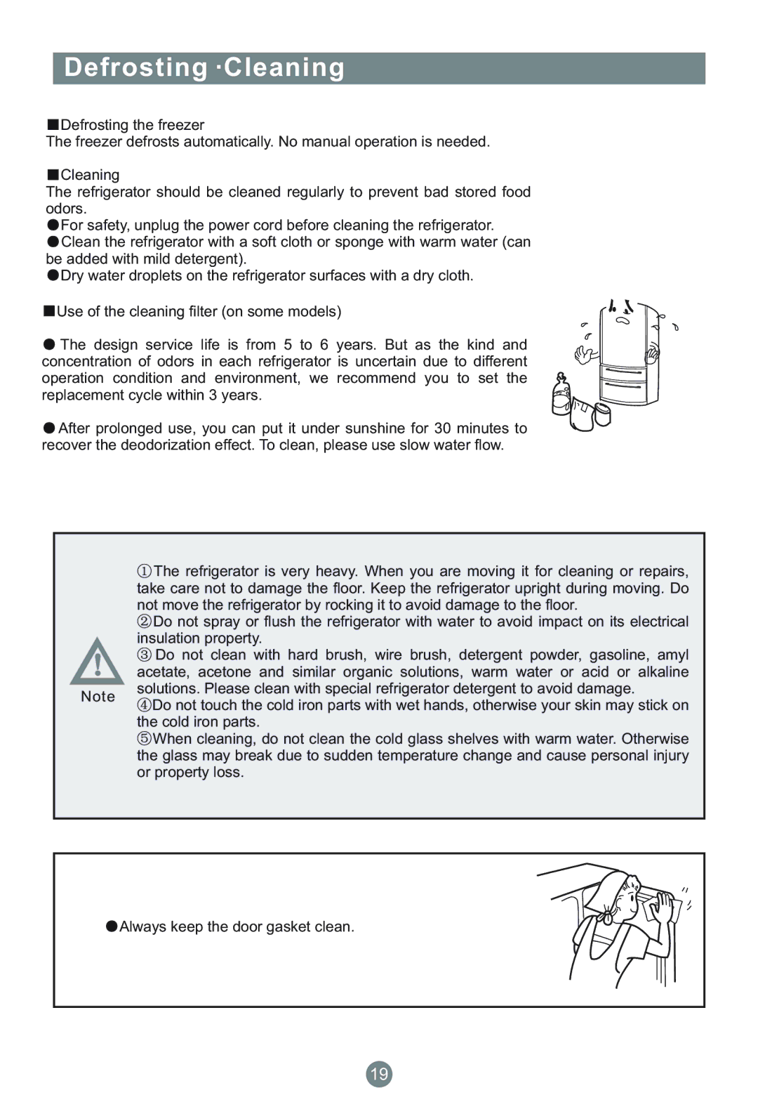 Haier AFL631CB/U, CFE633CB/U, CFE633CS/U, CFE633CW/U, AFL631CW/U, AFL631CS/U manual Defrosting ·Cleaning 