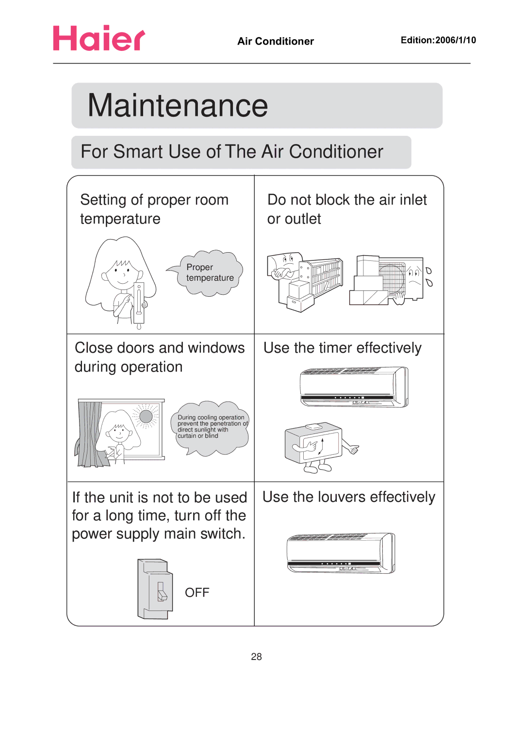 Haier Compact Air Conditioner manual Maintenance 