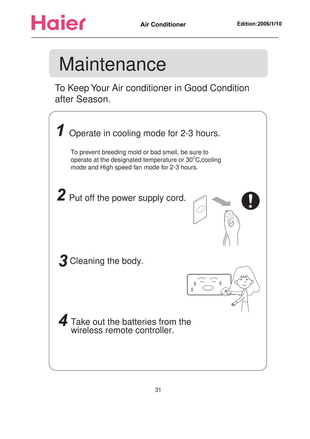 Haier Compact Air Conditioner manual To Keep Your Air conditioner in Good Condition after Season 