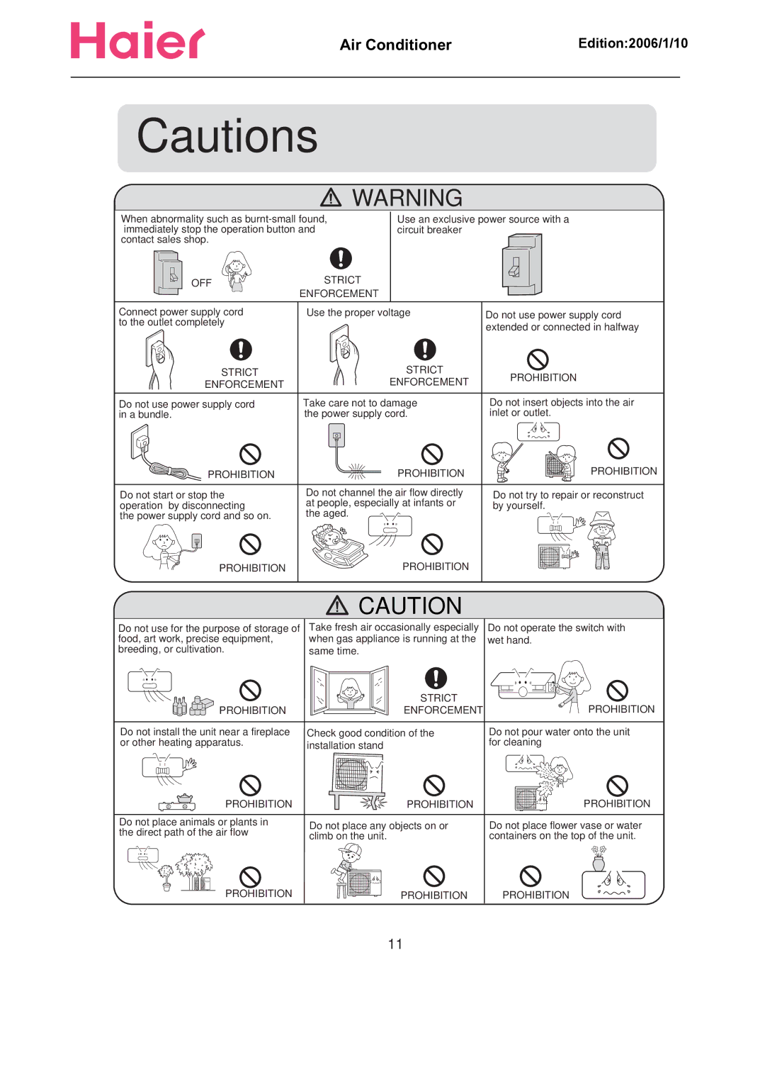 Haier Compact Air Conditioner manual OFF Strict Enforcement 