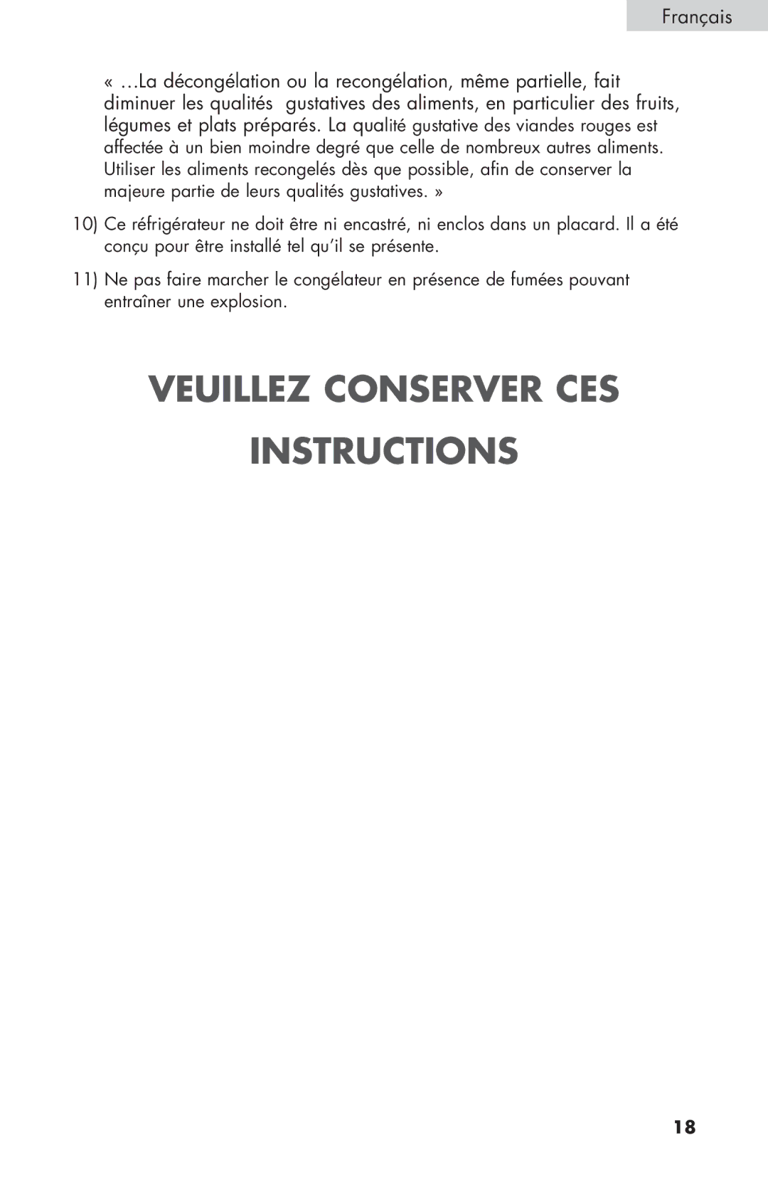 Haier HNSE032, COMPACT REFRIGERATOR manual Veuillez Conserver CES Instructions 